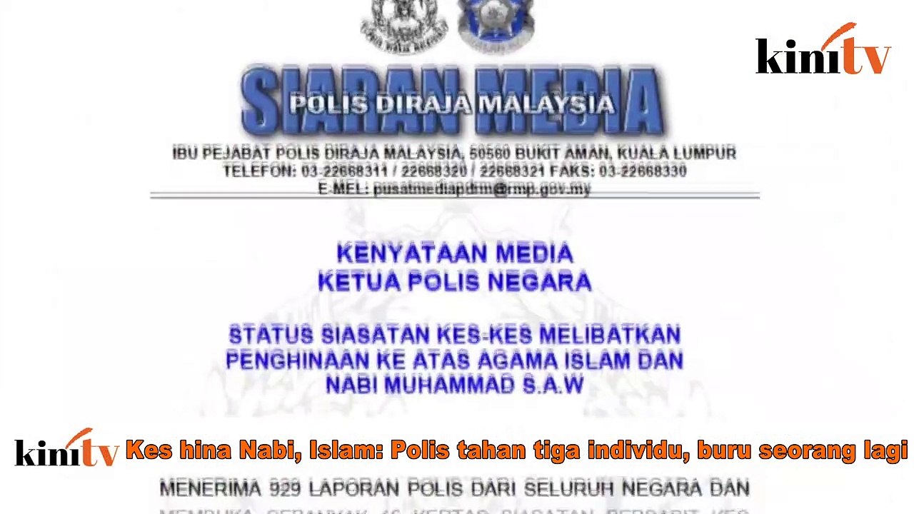 Kes hina Nabi, Islam- Polis tahan tiga individu, buru seorang lagi