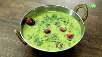 పాలకూర కడి | Palak Kadhi Recipe In Telugu | How To Make Besan Palak Kadhi | Veg Main Course