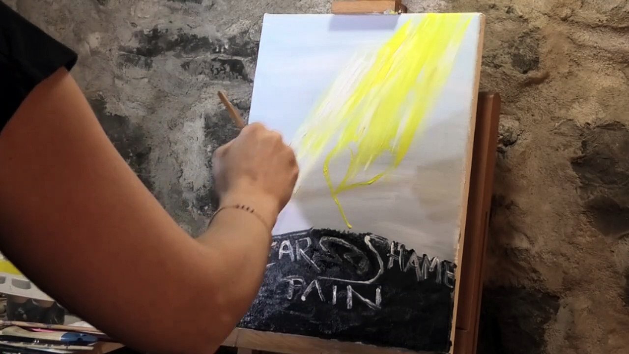 Phoenix out of the ashes , acrylic painting process