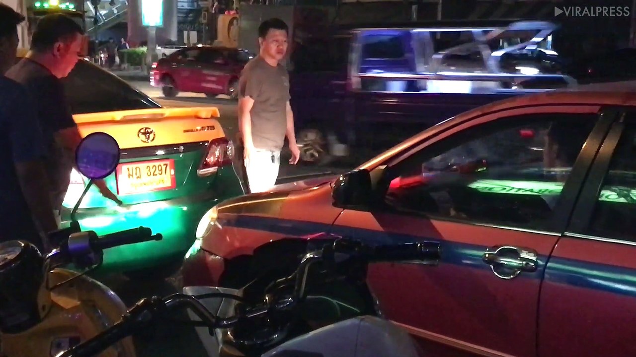 Taxi Drivers Push Away Badly Parked Cars