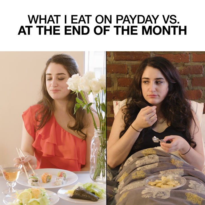 What I Eat on Payday Vs. At The End of The Month