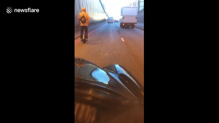 Man spotted riding one-wheeled hover-board on busy London carriageway