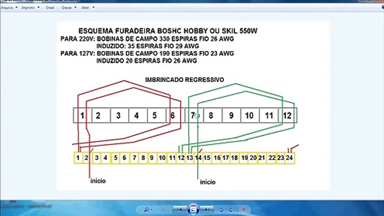 Esquema para Rebobinar induzido de Furadeira Bosch Hobby ou Skil