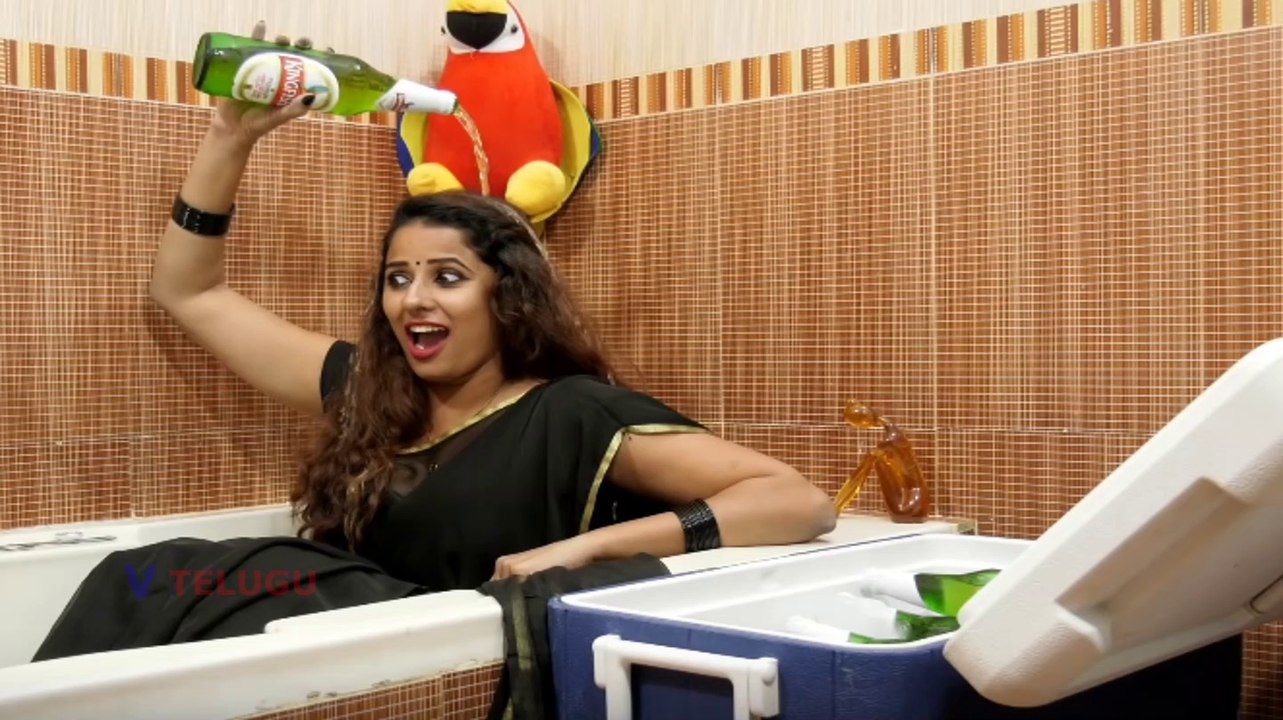 Telugu Anchor  Beer Challenge l Beer Bath Challange l V  Telugu