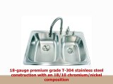 33 Inch Topmount  Dropin Stainless Steel Double Bowl Kitchen Sink  18 Gauge