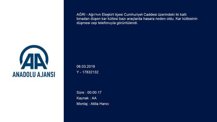 Araçların üzerine düşen kar kütlesi cep telefonuyla görüntülendi - AĞRI