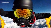 ‘My eyes started to freeze!’ World record paraplegic skydiver suffers goggle mishap during jump