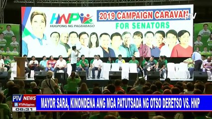 Mayor Sara, kinondena ang mga patutsada ng Otso Deretso vs HNP