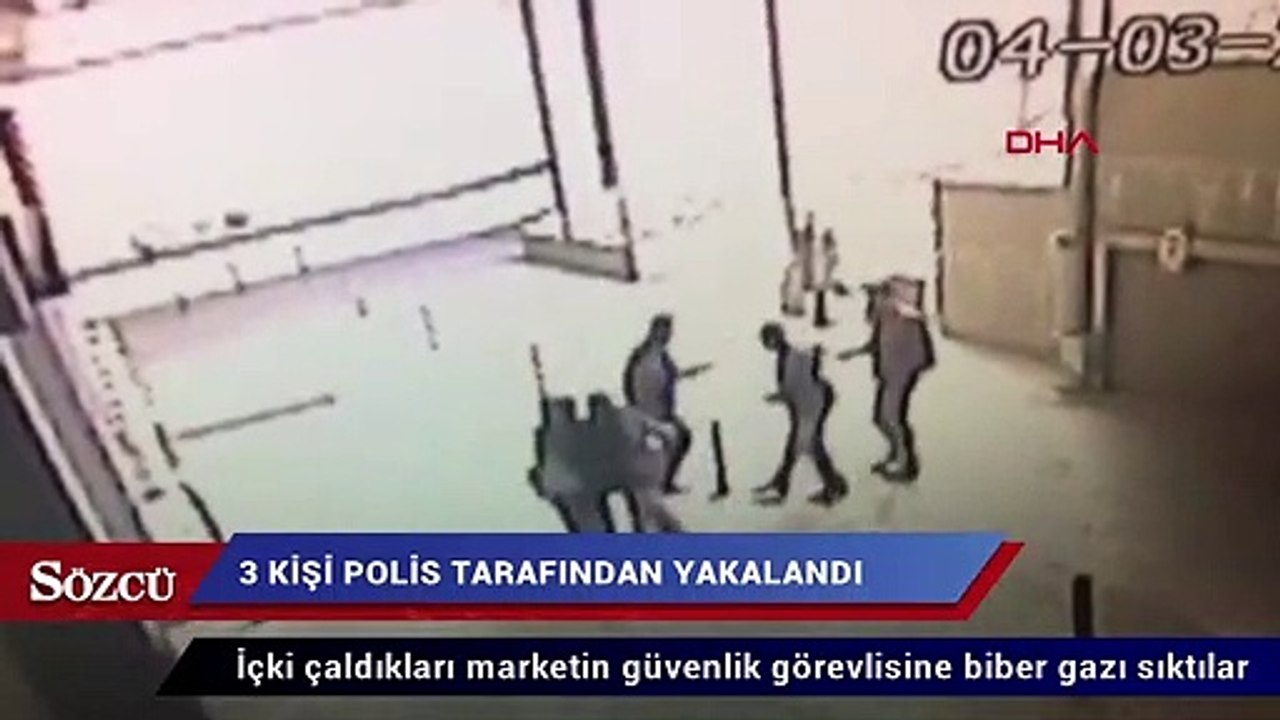 İçki çaldıkları marketin güvenlik görevlisine biber gazı sıktılar