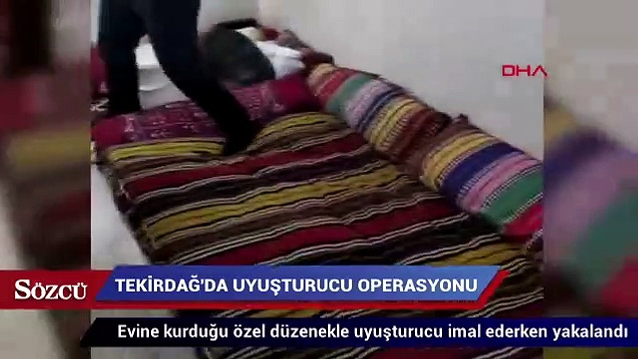 Evine kurduğu özel düzenekle uyuşturucu imal ederken yakalandı