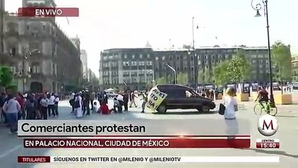 Comerciantes protestan en Palacio Nacional