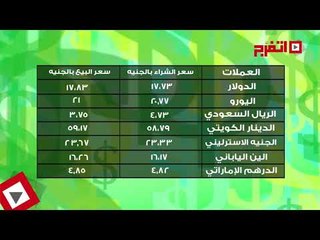 اتفرج | أسعار العملات اليوم الأحد 13 أغسطس 2017
