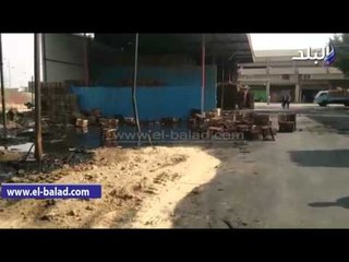 حريق التهم 1500 متر بسوق الجملة بأكتوبر