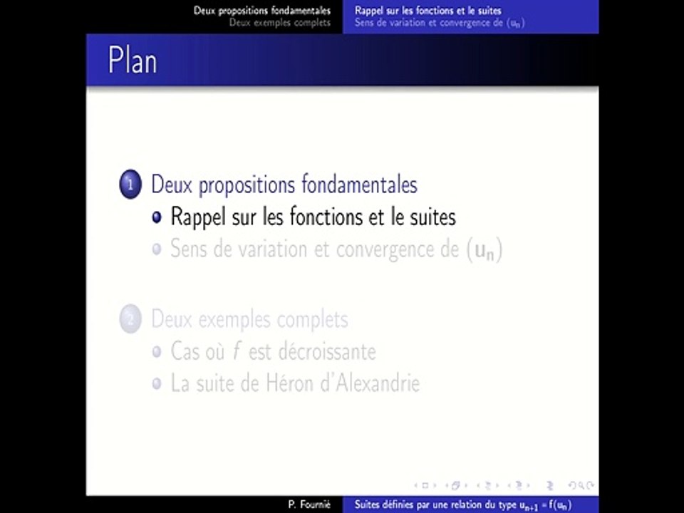 Suites définies par une récurrence d'ordre un