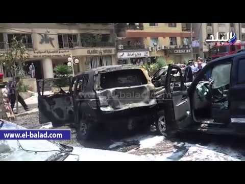 آثار انفجار القنبلة بمحيط ميدان الحجاز بمصر الجديدة
