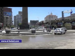 انفجار خط مياه بميدان المسلة في الفيوم