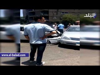 إصابة 2 فى تصادم "ملاكى" بسيارتى تاكسى بالمهندسين