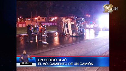 Camión bananero se accidentó en sector La Aurora