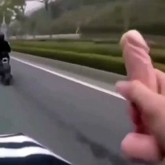 This motorcyclist did not know what was stuck until he realized it