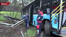 Kaza yapan otobüsteki dehşet anları kamerada