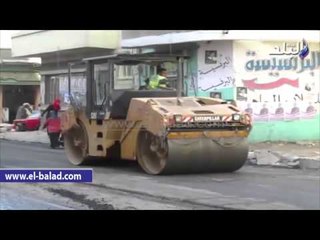 استمرار أعمال الرصف بشوارع وميادين الفيوم