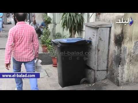 صدى البلد | محلات وسط البلد تضع اسمائها علي صناديق القمامة