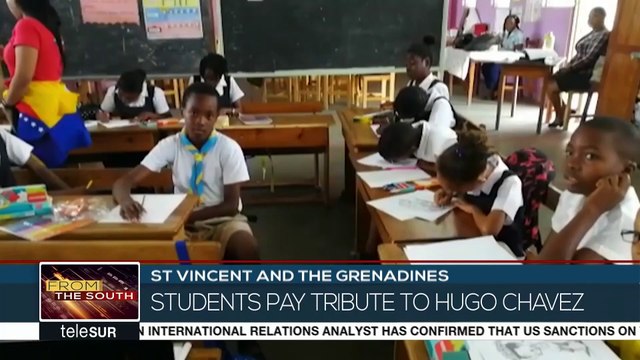 Caribbean: Children Tribute to Venezuelan Leader Hugo Chavez on the Sixth A