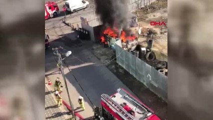 İstanbul- Sancaktepe'de Lastikçinin Konyetneri Küle Döndü