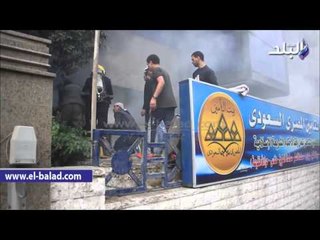 صدى البلد |إخلاء عقار بيت التأمين المصرى السعودى خشية امتداد النيران له