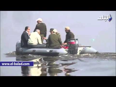 صدى البلد | محلب ومحافظ الفيوم وبدين يعودون باللنش إلى بحيرة قارون