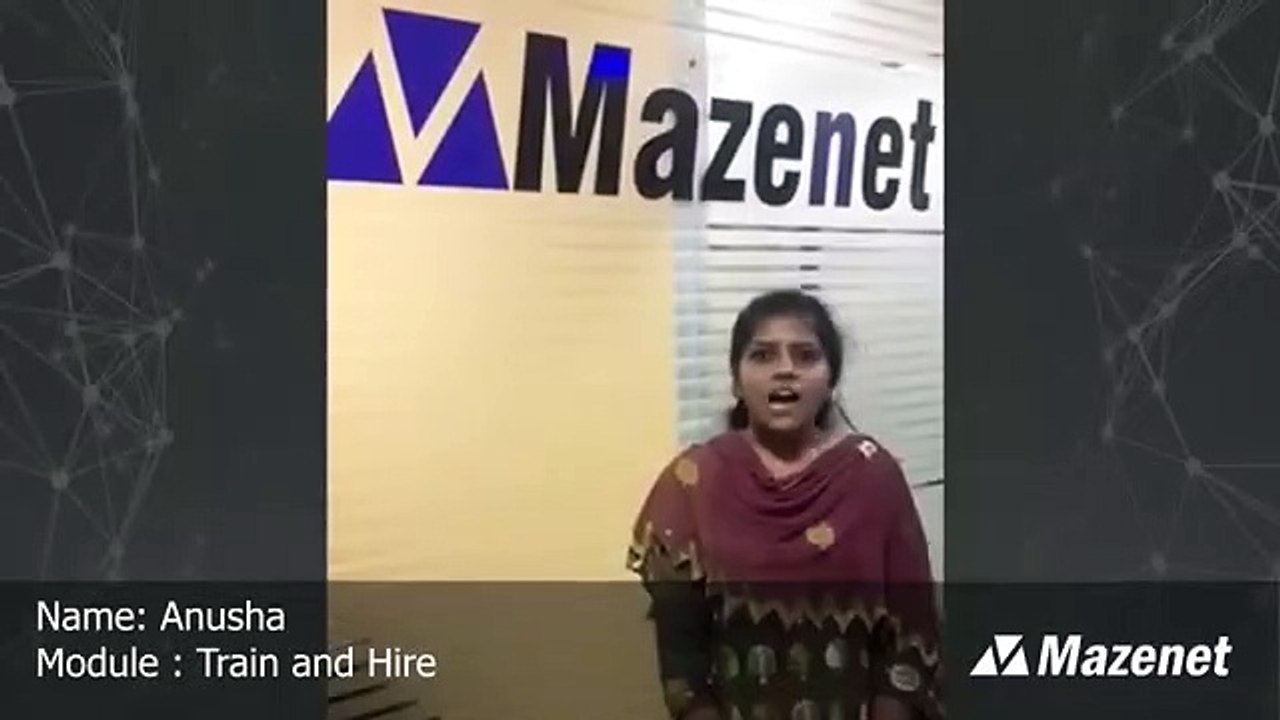 Testimonial | Train and Hire | Mazenet | Freshers Job