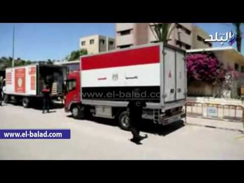 صدى البلد | وصول دفعة جديدة من السيارات المحملة بالمواد الغذائية المدعمة بالفيوم
