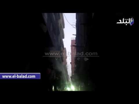 صدى البلد | لحظة اندلاع حريق هائل بامبابة