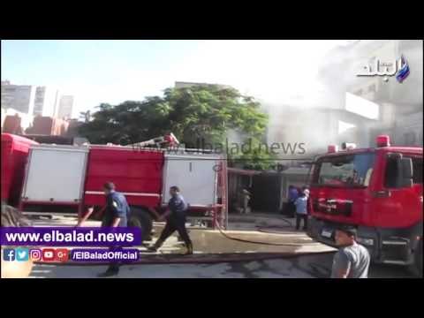 صدى البلد | حريق في محل تجاري بالقرب من بنك التنمية بالفيوم