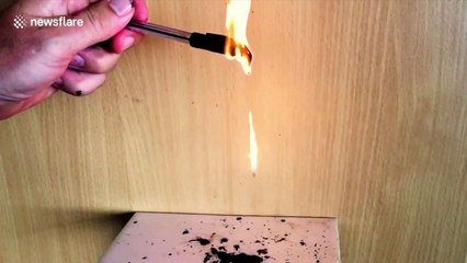 Satisfying footage of burning plastic pen dripping balls of fire