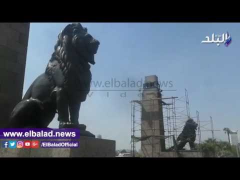 صدى البلد | أسد كوبري قصر النيل الملثم يثير سخرية مواقع التواصل الاجتماعي