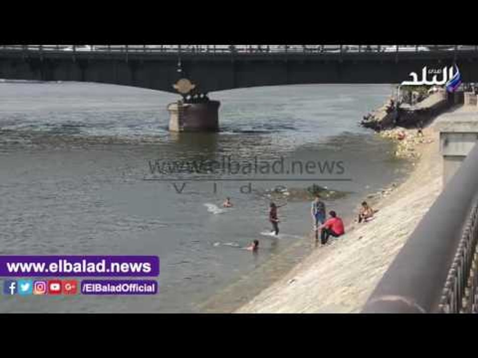 صدى البلد | سباق سباحة بين الشباب بكورنيش النيل