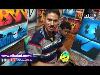 صدى البلد | احمد الشيمى رسام دهب يرسم للمصريين  معالمها على الصخور والأحجار
