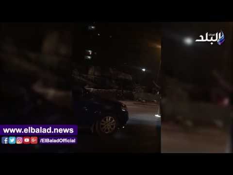 صدى البلد | تفحم سيارة وتلف أخري أعلي الطريق الدائري بـ صفط اللبن