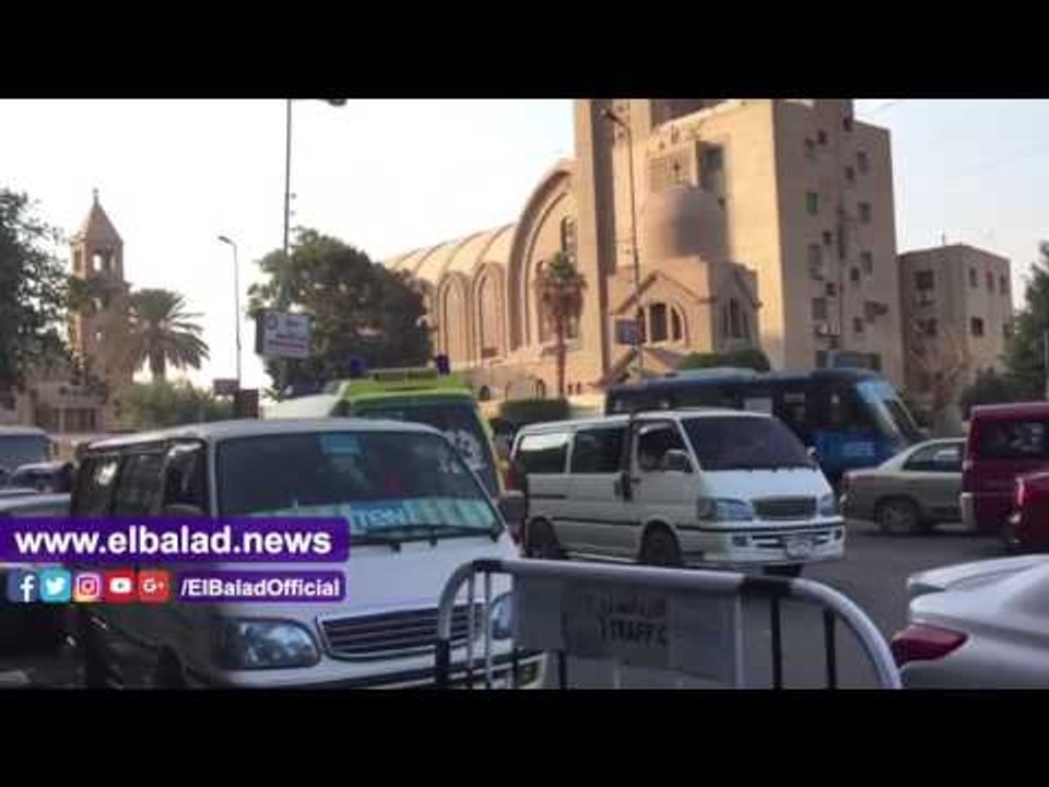 صدى البلد |  هدوء محيط الكاتدرائية بعد الجنازة الشعبية لضحايا تفجير الكنيسة.