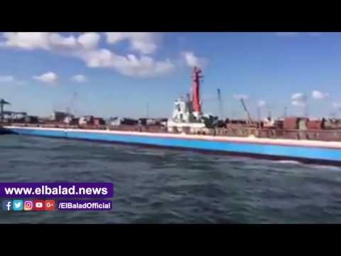 صدى البلد |نجاح تجربة الدوران الاولى لكوبرى الرسوة العائم