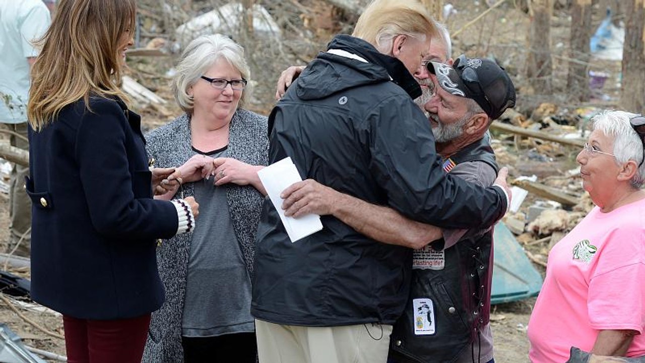 US President Trump meets victims of the deadly tornado which struck last week