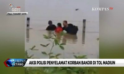 Aksi Polisi Penyelamat Korban Banjir di Tol Madiun, Aiptu Sujadi Dapat Penghargaan