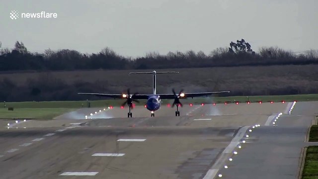 Planes struggle to land at Birmingham Airport as Britain is battered by gale-force winds