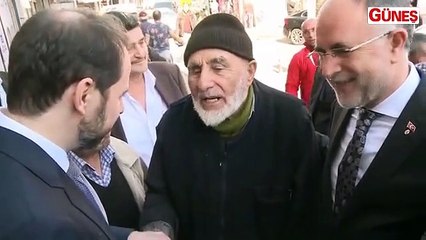 Bakan Albayrak'ın Sarıyer ziyaretine 95 yaşındaki Hasan dedenin duası damga vurdu