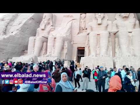 صدى البلد |تعامد الشمس على وجه الملك رمسيس الثاني وسط إقبال كبير من السائحين