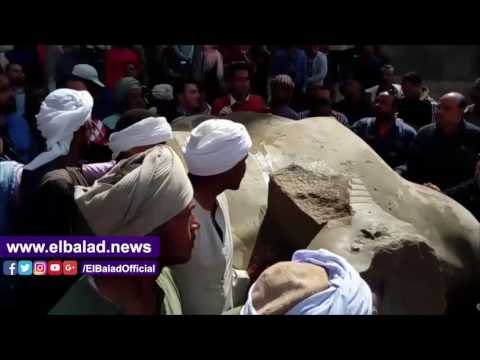 صدى البلد | انتشال الجزء المتبقى من تمثال رمسيس بالمطرية