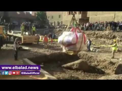 صدى البلد أصعب 15 دقيقة في رحلة تمثال المطرية الضخم من سوق الخميس للتحرير