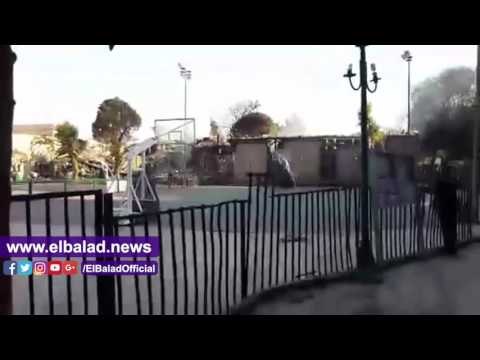 صدى البلد | حريق يلتهم صالة الألعاب الرياضية بنادي الجزيرة
