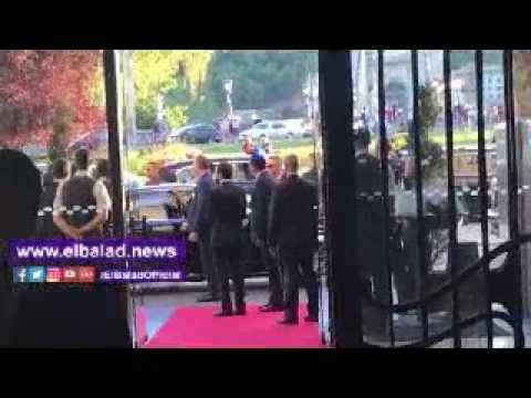 صدى البلد |لحظة وصول الرئيس السيسى إلى مقر إقامته فى « بو دابسيت »